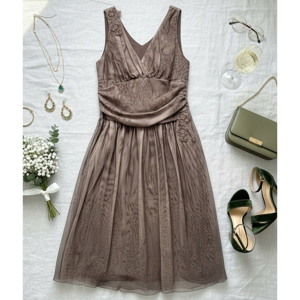 Vtg Torrid Brown Tulle‎ Fit and Flare Dress Size 14